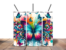 20oz Skinny Tumbler Printed Paper - Bright Colorful Butterfly