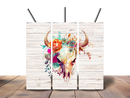 20oz Skinny Tumbler Printed Paper - Cow Skull Floral