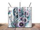 20oz Skinny Tumbler Printed Paper -Sugar Skull Roses