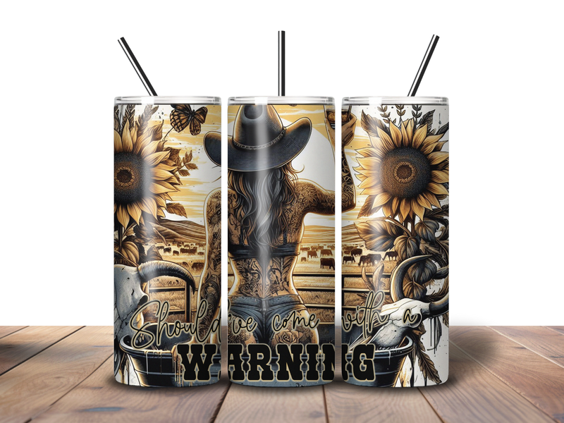20oz Skinny Tumbler Printed Paper - Country Sunflower