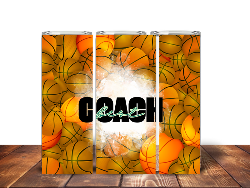 Best Basketball Coach 20oz Skinny Tumbler Printed Paper