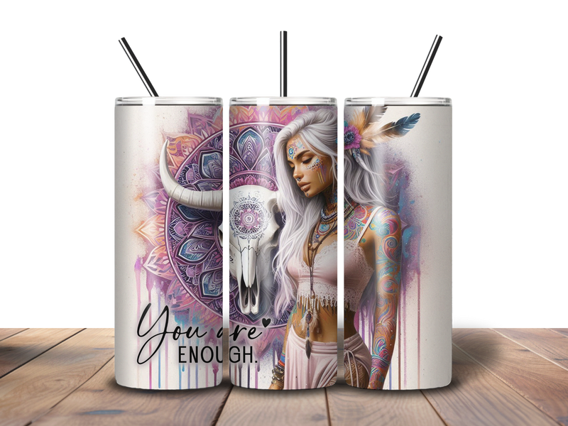 20oz Skinny Tumbler Printed Paper - You Are Enough