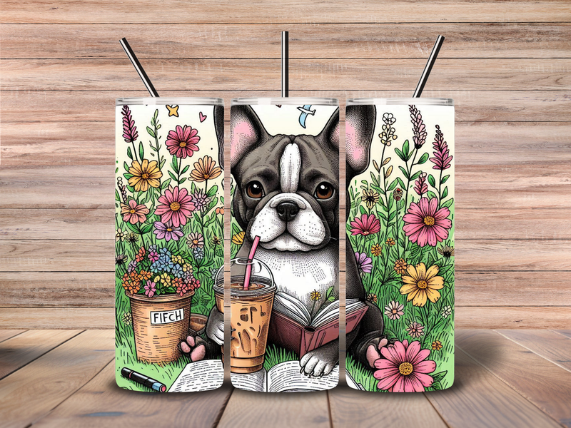 Iced Coffee Frenchie 20oz Skinny Tumbler Download file