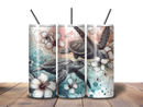 20oz Skinny Tumbler Printed Paper - Floral Swimming Turtles