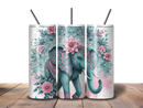 20oz Skinny Tumbler Printed Paper - Floral Blue Elephant