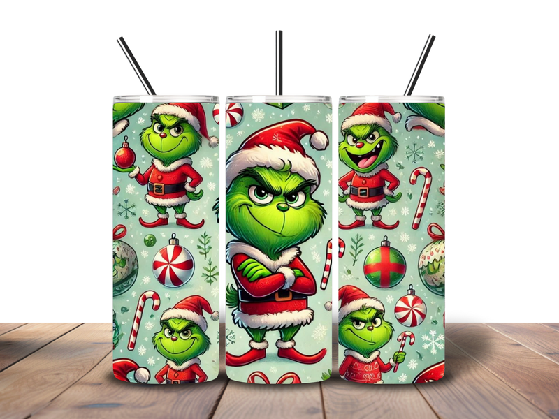 20oz Skinny Tumbler Printed Paper - Funny Grinch Christmas
