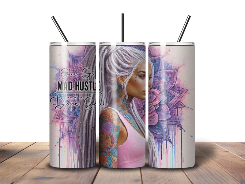 20oz Skinny Tumbler Printed Paper - Mad Hustle