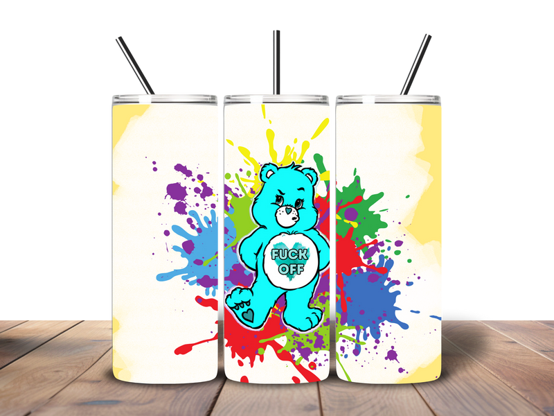 Printed Sublimation Paper 20oz Tumbler - Naughty Paint Splash Bear