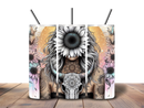 20oz Skinny Tumbler Printed Paper - Western Skull Sunflower