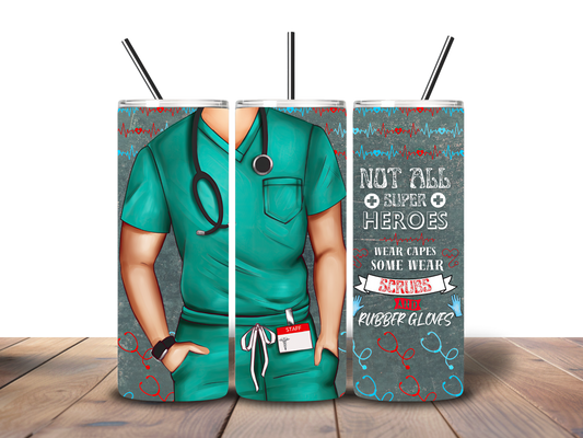 20oz Skinny Tumbler Printed Paper - Male Nurse #2