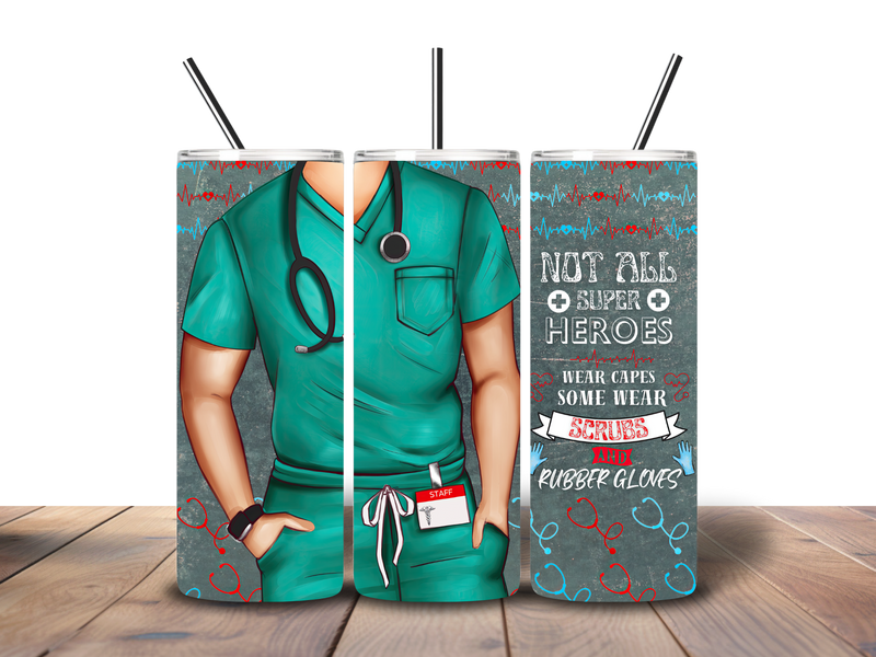 20oz Skinny Tumbler Printed Paper - Male Nurse