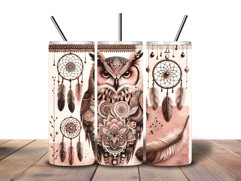 20oz Skinny Tumbler Printed Paper - Brown Owl
