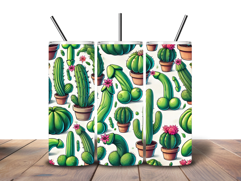 20oz Skinny Tumbler Printed Paper - Funny Cactus
