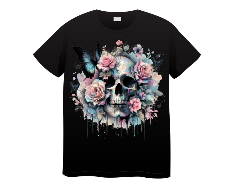 DTF Transfer Sheet - Floral Pink Skull