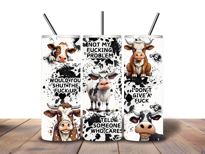 20oz Skinny Tumbler Printed Paper - Funny Cow