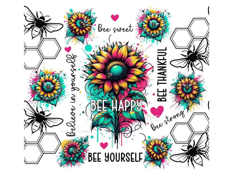 20oz Skinny Tumbler Printed Paper - Bee Happy