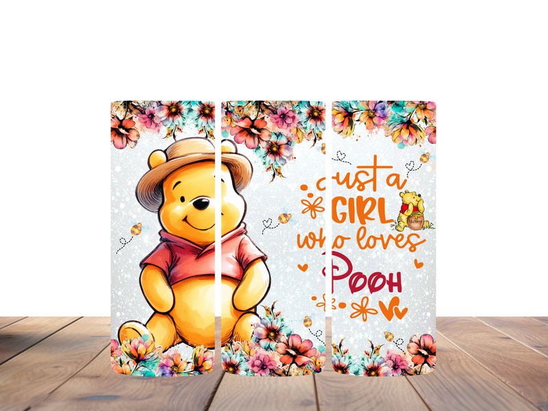 20oz Skinny Tumbler Printed Paper - Just a Girl who loves Pooh