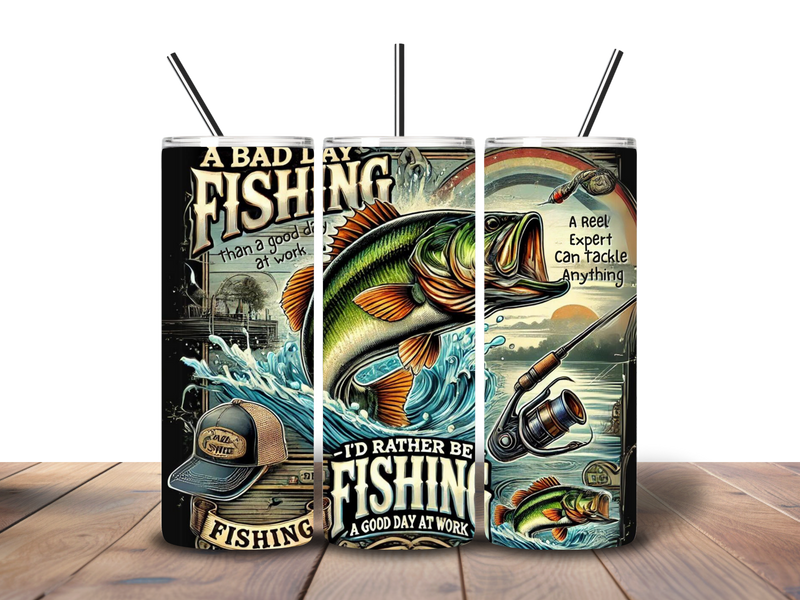 20oz Skinny Tumbler Printed Paper - Fishing