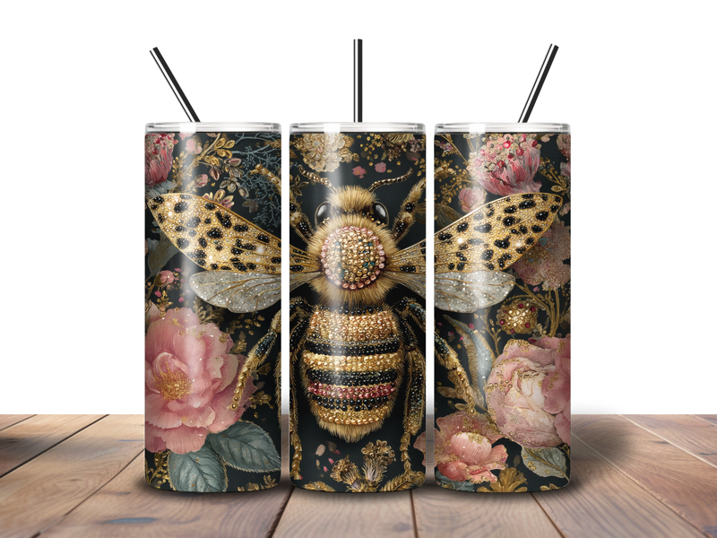 20oz Skinny Tumbler Printed Paper - Diamond Bee