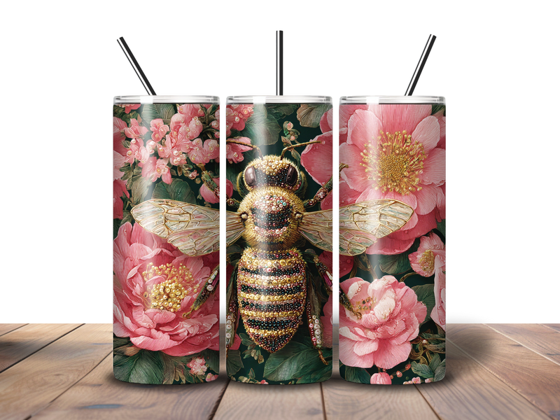 20oz Skinny Tumbler Printed Paper - Diamond Bee