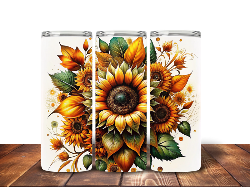 Yellow Floral Sunflower 20oz Skinny Tumbler Printed Paper