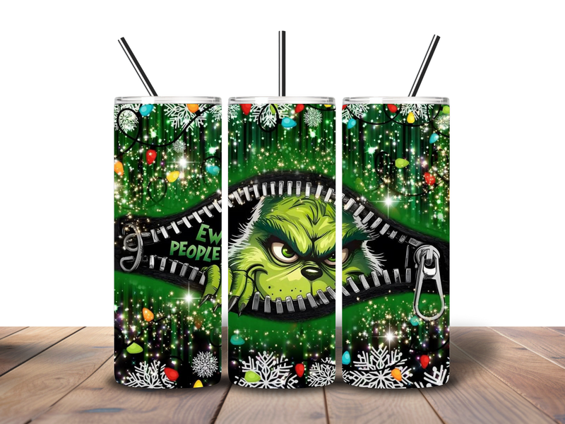 20oz Skinny Tumbler Printed Paper - Funny Grinch Christmas