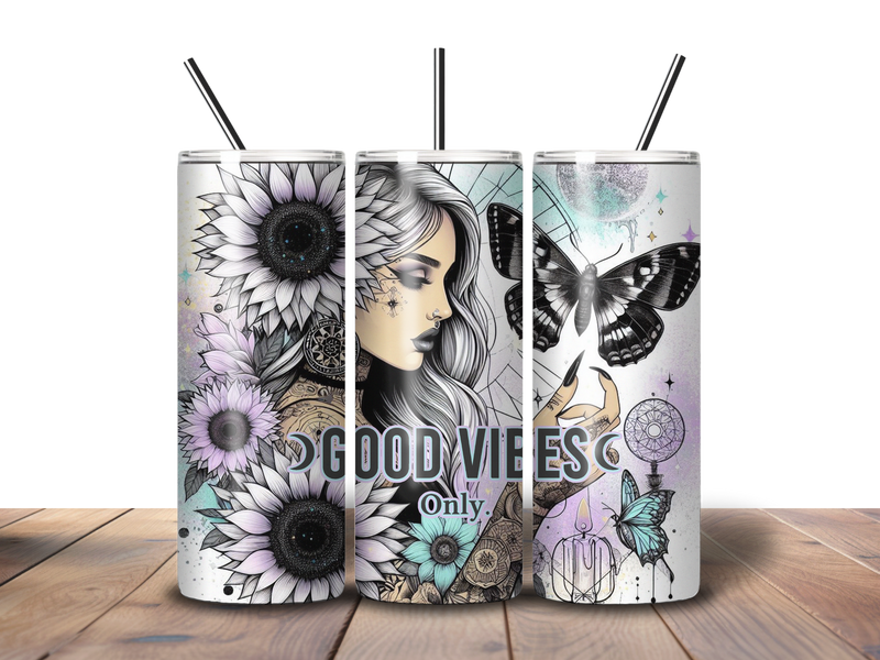 20oz Skinny Tumbler Printed Paper - Good Vibes