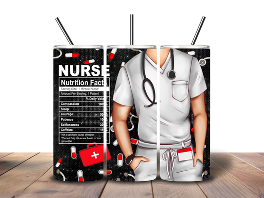 20oz Skinny Tumbler Printed Paper - Male Nurse #1