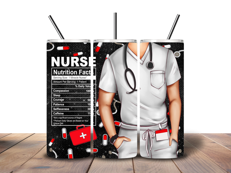 20oz Skinny Tumbler Printed Paper - Male Nurse