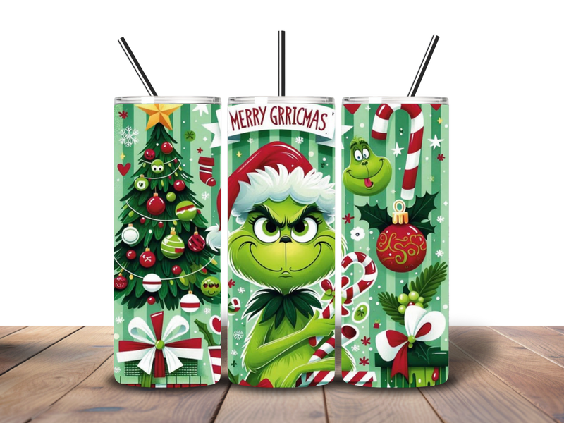 20oz Skinny Tumbler Printed Paper - Funny Grinch Christmas