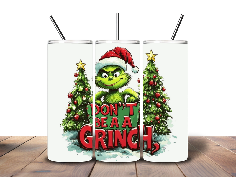 20oz Skinny Tumbler Printed Paper - Funny Grinch Christmas