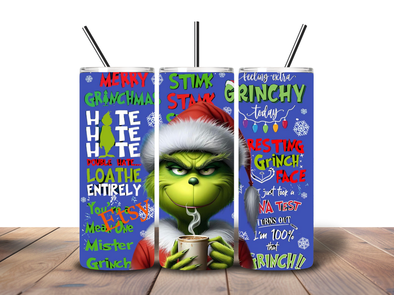 20oz Skinny Tumbler Printed Paper - Funny Grinch Christmas