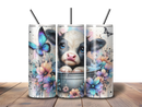 20oz Skinny Tumbler Printed Paper - Pastel Floral Baby Cow