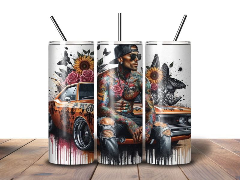 20oz Skinny Tumbler Printed Paper - Sunflower Floral Guy