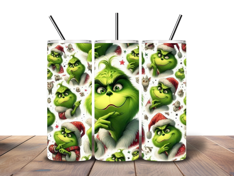 20oz Skinny Tumbler Printed Paper - Funny Grinch Christmas