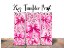 20oz Skinny Tumbler Printed Paper - Pink Leopard Bows