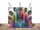 20oz Skinny Tumbler Printed Paper - Peacock Feathers