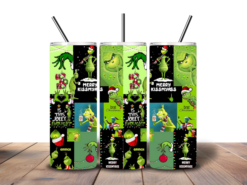 20oz Skinny Tumbler Printed Paper - Funny Grinch Christmas