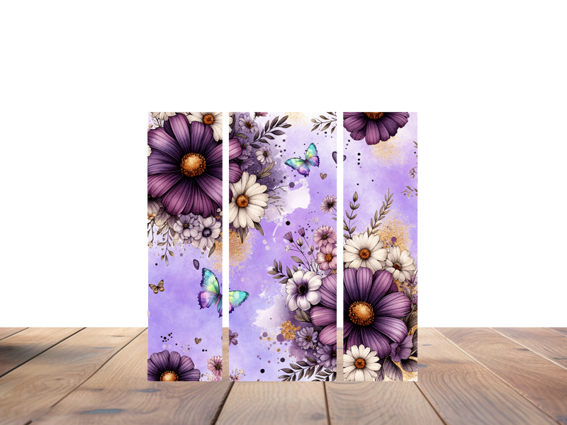 20oz Skinny Tumbler Printed Paper - Purple Butterflies