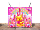 20oz Skinny Tumbler Printed Paper - Pink Castle Bear