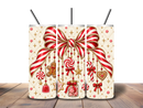20oz Skinny Tumbler Printed Paper - Xmas Candy Cane Bow