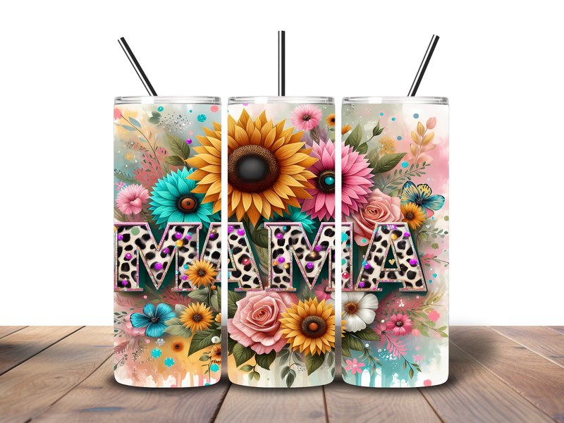 20oz Skinny Tumbler Printed Paper - Leopard Floral Mama