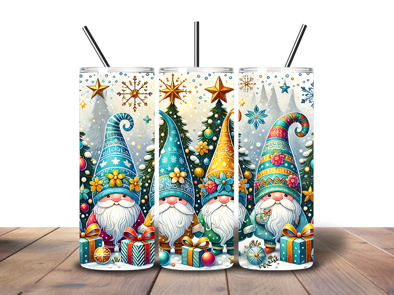 20oz Skinny Tumbler Printed Paper - Christmas Gnomes