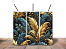 20oz Skinny Tumbler Printed Paper - Blue and Gold Feathers