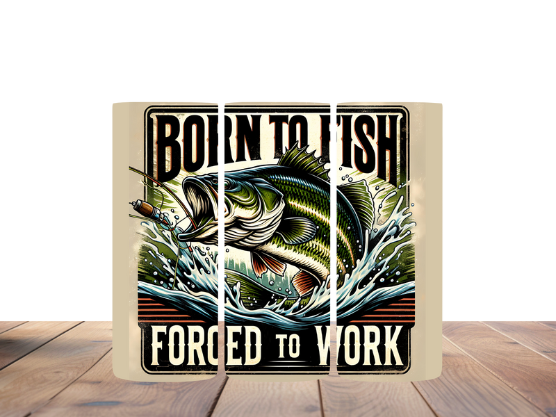 20oz Skinny Tumbler Printed Paper - Born to Fish