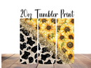 20oz Skinny Tumbler Printed Paper - Leopard Glitter Sunflower