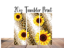 20oz Skinny Tumbler Printed Paper - Leopard Glitter Sunflower