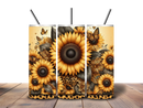 20oz Skinny Tumbler Printed Paper - Leopard Sunflower Butterflies