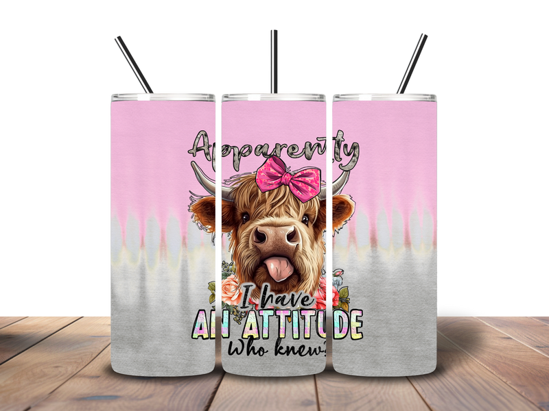 20oz Skinny Tumbler Printed Paper - I Have an Attitude