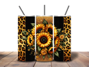 20oz Skinny Tumbler Printed Paper - Leopard Sunflowers